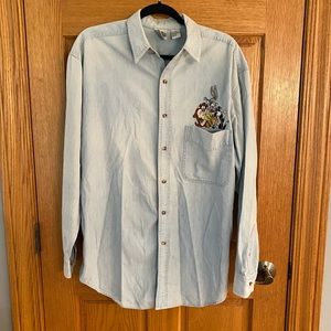 Vintage 90s Looney Tunes Denim Shirt M – Made in Hong Kong